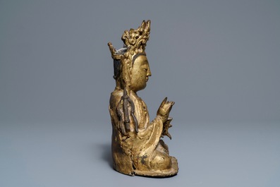 A Chinese gilt bronze figure of Buddha, Ming