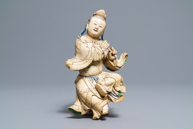 Une figure de l'immortel Han Xiangzi en pierre &agrave; savon, Kangxi