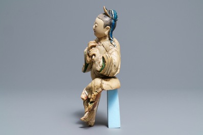 A Chinese soapstone figure of the immortal Han Xiangzi, Kangxi