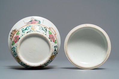 A Chinese famille rose 'Wu Shuang Pu' bowl and cover, 19th C.