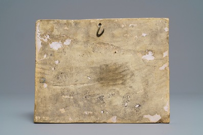 Een plaquette met herderssc&egrave;ne in Italiaanse majolica, Castelli, 18e eeuw