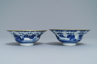 Een paar Chinese blauwwitte kommen, mogelijk voor de Vietnamese markt, Kangxi merk, 19e eeuw