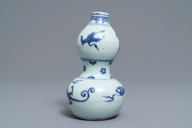 A Chinese blue and white double gourd vase, Ming
