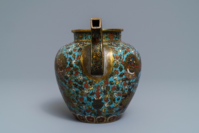 A Chinese cloisonn&eacute; ewer with Buddhist lions, Ming