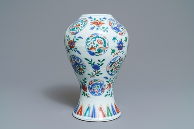 A Chinese wucai vase with dragon medallions and floral sprigs, Jiajing