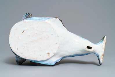 A rare Brussels faience dolphin-shaped fountain, 18th C.