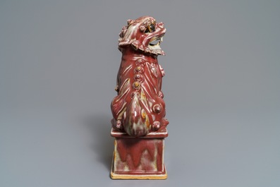 A Chinese sang de boeuf model of a Buddhist lion, 19th C.