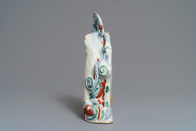 A Japanese Arita wall vase in the shape of a carp, Edo, 18th C.