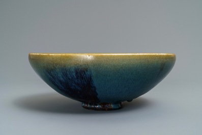 A large Chinese purple-splashed Junyao bowl, Yuan