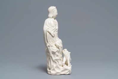 A Chinese Dehua blanc de Chine group of Guanyin with a tiger, 18/19th C.