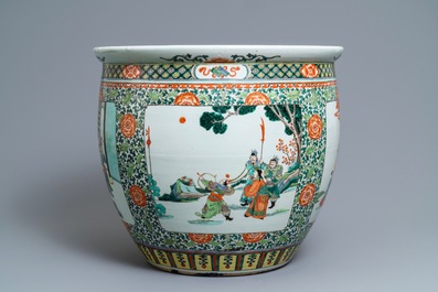 A Chinese famille verte fish bowl, 19th C.
