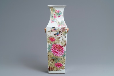 A square Chinese qianjiang cai vase, signed Ma Qing Yun, dated 1907