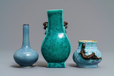 Three small Chinese monochrome vases, 19/20th C.