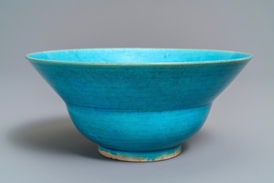 A Chinese monochrome turquoise-glazed bowl, Kangxi