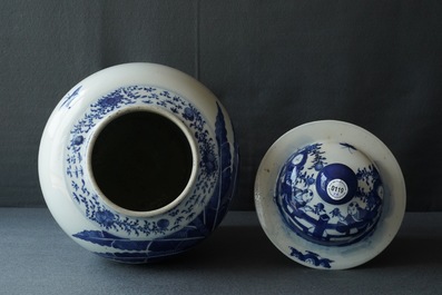 Six vases en porcelaine de Chine bleu et blanc et famille rose, 19&egrave;me