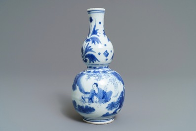 Een Chinese blauwwitte kalebasvaas met de kalligraaf Wang Xizhi, Transitie periode