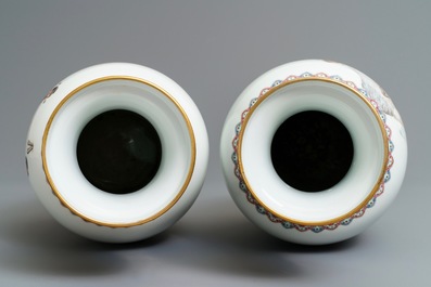 Two pairs of Chinese famille rose vases, Qianlong marks, Republic, 20th C.