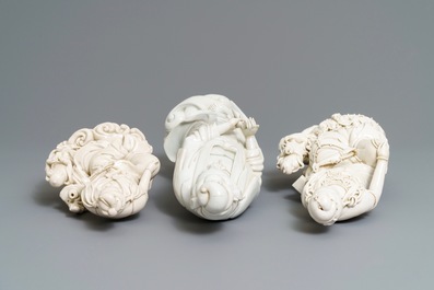 Trois groupes en porcelaine blanc de Chine, 19/20&egrave;me