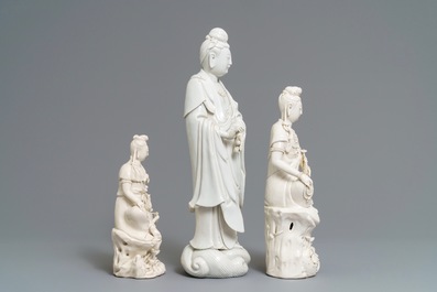 Three Chinese blanc de Chine groups, 19/20th C.