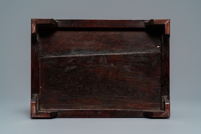 A rectangular Chinese cloisonn&eacute; and wood box, 19th C.