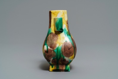 A Chinese 'egg and spinach' fanghu vase, Kangxi