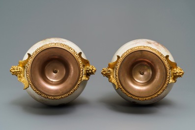 A pair of gilt bronze-mounted S&egrave;vres porcelain vases, France, 19th C.