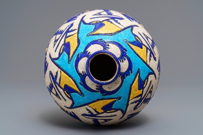 An art deco crackle glazed vase, Charles Catteau for Boch K&eacute;ramis, 1st half 20th C.