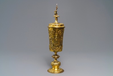 A German or Moravian silver-gilt cup and cover, 19th C. or earlier