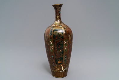 Three Japanese cloisonn&eacute; vases, Meiji, 19th C.