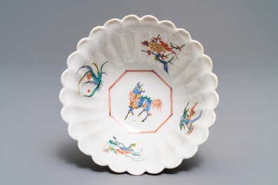 A Japanese Kakiemon fluted bowl and a small plate, Edo, 18th C.