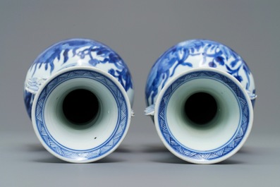 A pair of Chinese blue and white vases after Venetian glass models, Kangxi