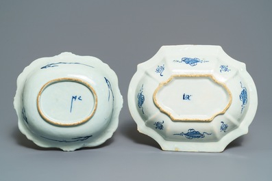Two Dutch Delft blue and white salad bowls, 18th C.
