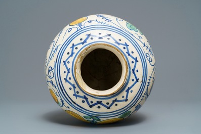 A large Italian maiolica 'vaso a palla' type drug jar, Venice, 17th C.