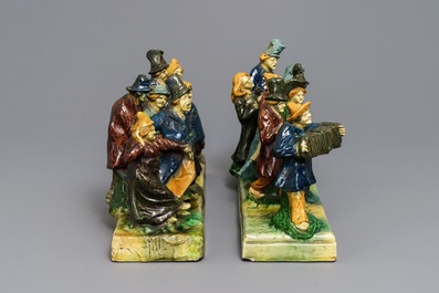 Two Flemish pottery groups, prob. Torhout, early 20th C.