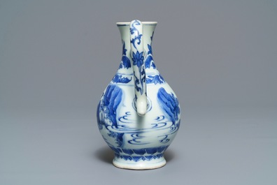 A Chinese blue and white ewer, Transitional period