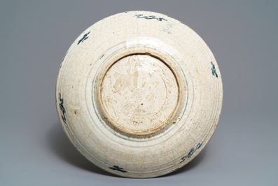 A large Chinese blue and white Swatow dish, Ming
