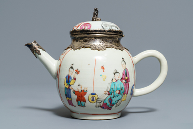 Four Chinese famille rose and blue and white jugs and teapots, Kangxi/Qianlong