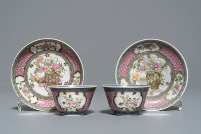 Een collectie divers Chinees famille rose en grisaille porselein, Yongzheng/Qianlong