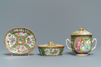 A large collection of Chinese Canton famille rose wares, 19th C.