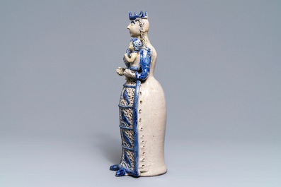 A large Westerwald stoneware model of the Virgin and child, 1st half 17th C.