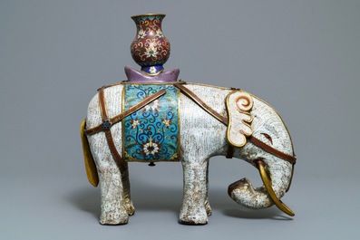 A large Chinese cloisonn&eacute; model of an elephant, 19/20th C.