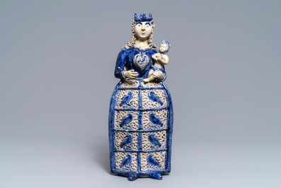 A large Westerwald stoneware model of the Virgin and child, 1st half 17th C.