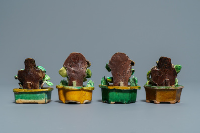 A collection of Chinese verte biscuit sculptural groups, Kangxi