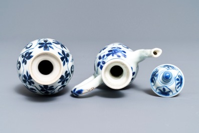 A Chinese blue and white 'Long Eliza' jug and a vase, Kangxi