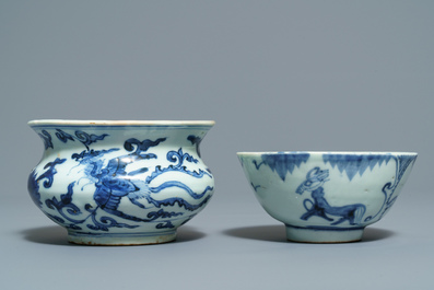 A varied collection of Chinese blue and white wares, Ming and later