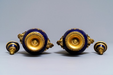 A pair of gilt bronze-mounted S&egrave;vres-style porcelain vases, France, 19/20th C.