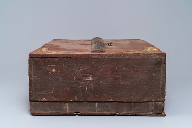 A Spanish painted wooden monstrance cabinet, 17th C.