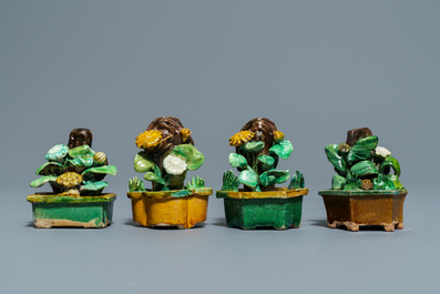 A collection of Chinese verte biscuit sculptural groups, Kangxi