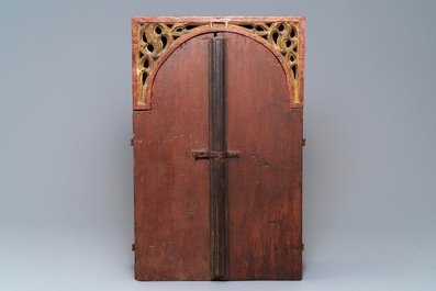 A Spanish painted wooden monstrance cabinet, 17th C.