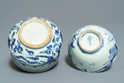 A varied collection of Chinese blue and white wares, Ming and later